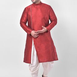 DEYANN PLUS Men Red Solid kurta-19