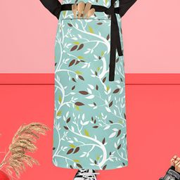 ArtzFolio Blue & White Printed Cotton Waist Apron-10
