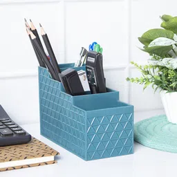 MARKET99 Blue Geometric-Textured 4-Compartment Table Organizer-30