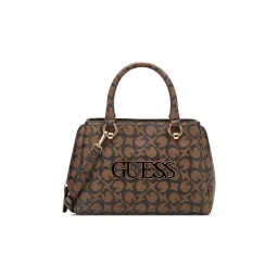 guess fashion Guess Dark Brown Printed Reinee Satchel Bag-picture-23
