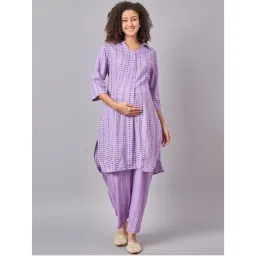 Mine4Nine Womens Shirt Collar Maternity & Nursing Kurta with Pant (Set of 2)-picture-6