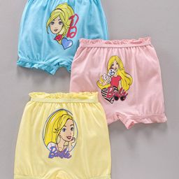 Red Rose Briefs Bloomer Barbie Print Pack Of 3 - (Color May Vary)-image-49