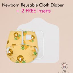 Snugkins Newborn Bliss Reusable Cloth Diaper With Organic Cotton Pad And Booster Pad - Lion Hearted-18