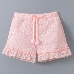 Kookie Kids Shorts With Frill & Floral Design Solid Colour - Pink-image-38