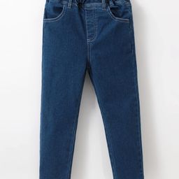 Kookie Kids Full Length Washed Jeans with Kitty Embroidered - Blue-image-39