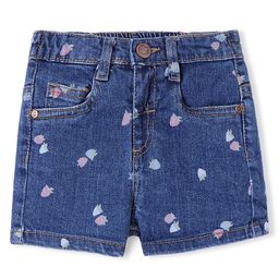 Babyhug Denim Mid Thigh Shorts With Strawberry Print - Blue-image-97