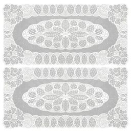 Kuber Industries Table RunnerSoft Vinyl Fabric Floral Design for Everyday UseHome DecorLiving Room33x17 InchPack of 2,Cream,-image-45