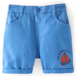 Babyhug Twill Mid Thigh Shorts Boat Print - Blue-image-43
