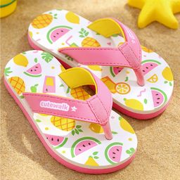 Cute Walk by Babyhug Flip Flops Fruits Print - Pink & White-image-34