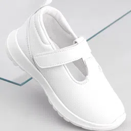 Pine Kids Textured School Shoes with Velcro Closure - White-picture-3