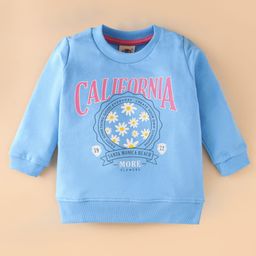 Zero Cotton Knit Full Sleeves Text Printed T-Shirt - Blue-image-69
