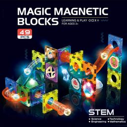 OPINA Light Magnetic Tiles Building Blocks for Kids Magnetic Marble Run Toys for Kids - 49 Piece-17