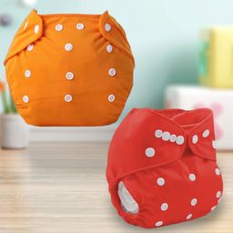 Sparkle Joy Free Size Reusable Cloth Diaper Without Insert Pack Of 2 - Orange & Red-7