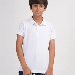 Zion Cotton Half Sleeves Solid Polo Tee - White-picture-0