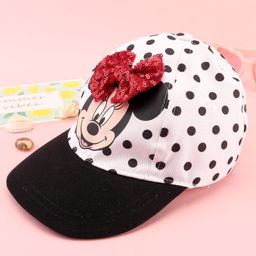 Babyhug Disney Cotton Woven Summer Cap with Minnie Mouse Family Graphics & Bow Detailing Black & White - Diameter 16 cm-picture-41
