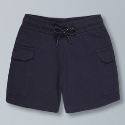 Plum Tree Pure Cotton Solid Cargo Shorts - Navy Blue-image-4