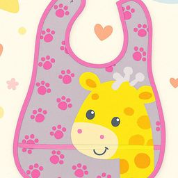 Badal Kidz Plastic Waterproof Baby Feeding Apron with Bib - Pink-image-91