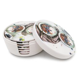 Superware Melamine Tea Coaster Set with stand - Pudding ( Set of 6 )-image-65