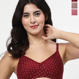 LILY Itida Pack Of 3 Printed Full Coverage Seamless Non Padded T Shirt Bra-10
