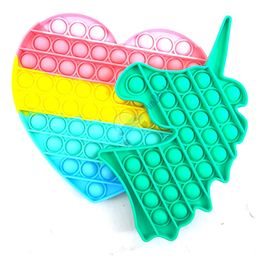 funblast FuFunBlast Jumbo Heart & Unicorn Pop it Silicon Fidget Toy Pack of 2 - Multicolor image 2