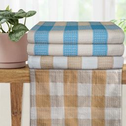 Athom Living White & Beige 4 Pcs Printed Cotton 210 GSM Bath Towel-image-12