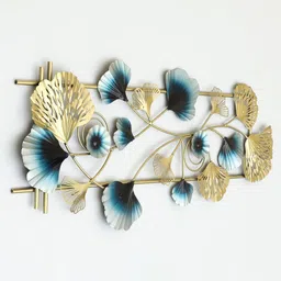 vedas W-Inika Gold-Toned & Blue Ginko Wall Hanging-20