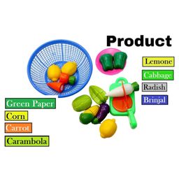SANISHTH Realistic Sliceable Fruits & Vegetables Cutting Play Toy Set - Multicolor image 4
