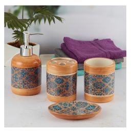 kookee Ceramic Bathroom Accessories Set of 4 with Soap Dispenser (9859)-250 ml image 4