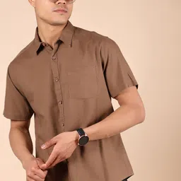 V-Mart Men Spread Collar Slim Fit Casual Cotton Shirt-image-33