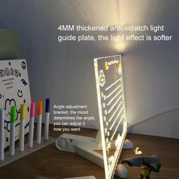 ji & ja Ji and Ja 3D Acrylic Dry Erase Board with Light up Dry Erase Board with Stand as a Glow Memo LED Letter Message Board with 13 Pens (20X30 CM) USB Power Supply image 5