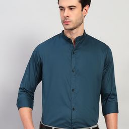 BUSCOTT Band Collar Cotton Formal Shirt-image-64