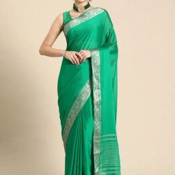 Silk Land Green Woven Saree With Blouse-image-12