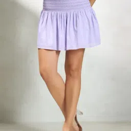 VIRGIO Purple Flared Fit Solid Skirt-picture-23