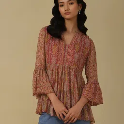 aarke Ritu Kumar Fuchsia Printed A Line Kurti image 1