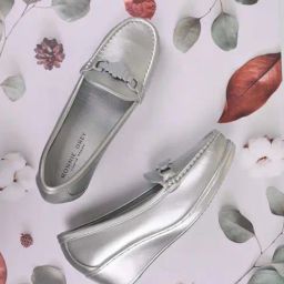 Ronnie Grey Women's Silver Wedge Loafers-image-18