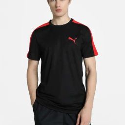 Puma Black & High Risk Red Slim Fit Sports T-Shirt-image-21