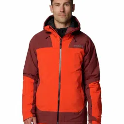 Columbia Orange Slim Fit Colour Block Sports hoodie-image-57