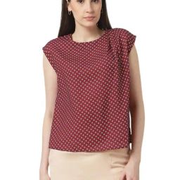 Van Heusen Maroon Regular Fit Printed Top-image-34