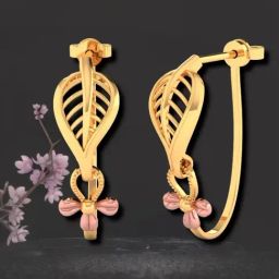 P.C. Chandra Jewellers 18KT Yellow Gold Earrings With Leafy Motif And Rose Gold Floral Pattern-image-11