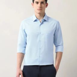 Arrow Blue Cotton Slim Fit Printed Shirt-image-1