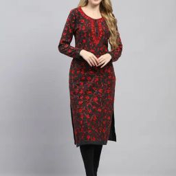 Monte Carlo Black Regular Fit Self Pattern Kurtas-picture-44