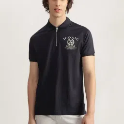 Iconic Navy Blue Cotton Regular Fit Polo T-Shirt-picture-24