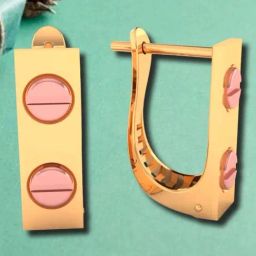 P.C. Chandra Jewellers 14KT Yellow Gold Rectangular Shaped Earrings With Two Rose Gold Dot-image-64