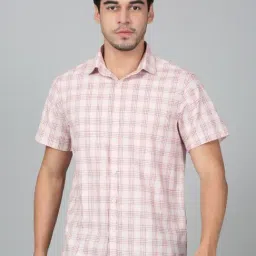 Cantabil Pink Cotton Regular Fit Checks Shirt-picture-6