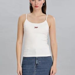 Tommy Hilfiger White Cotton Solid Top-image-89