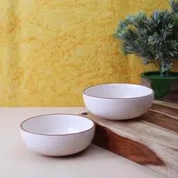 VarEesha Cinnamon White Ceramic Serving Bowls (600 ml) - Set of 2-24