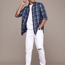 WROGN Pure Cotton Slim Fit Checked Casual Shirt-picture-47