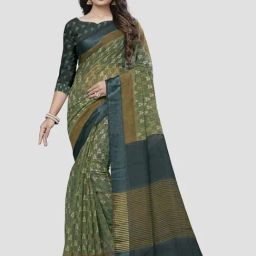 Saree Mall Green Printed Saree With Unstitched Blouse-picture-22
