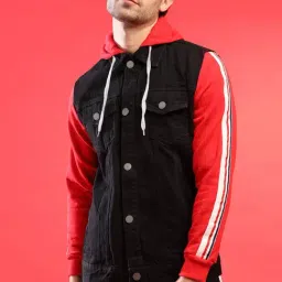 Campus Sutra Black & Red Hooded Jacket-picture-28