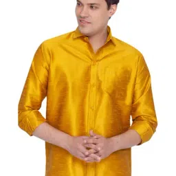 VASTRAMAY Mustard Straight Fit Self Pattern Shirt-picture-10